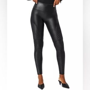 Spanx Leggings Women's Medium Black Faux Leather Moto